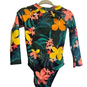 Old Navy Kids Floral Rashguard - Black, Yellow, Pink, Green